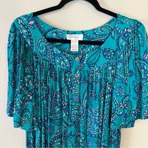 Cabernet - Women's Blue Paisley Dress - Size Small
